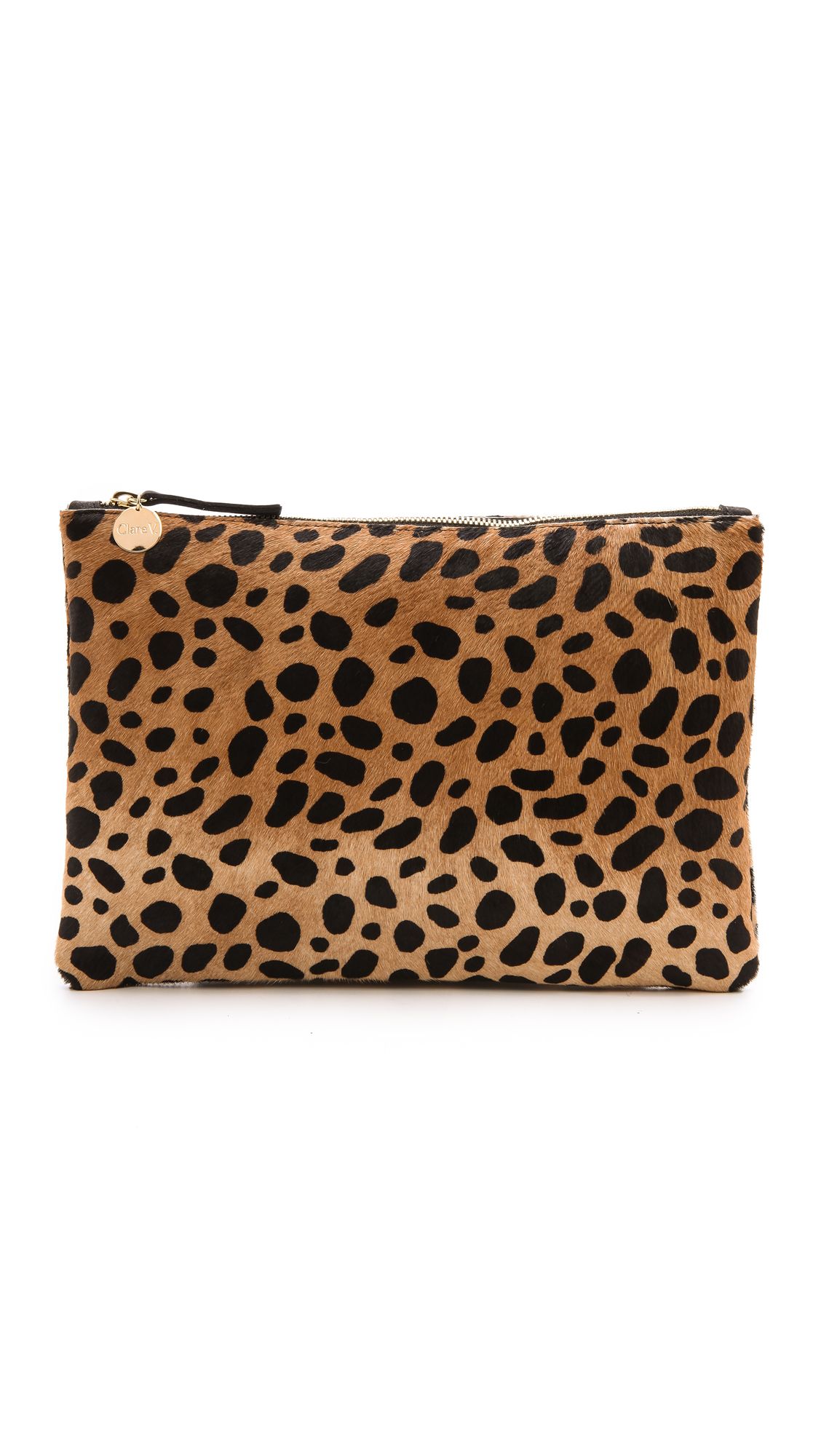 Leopard Flat Haircalf Clutch | Shopbop