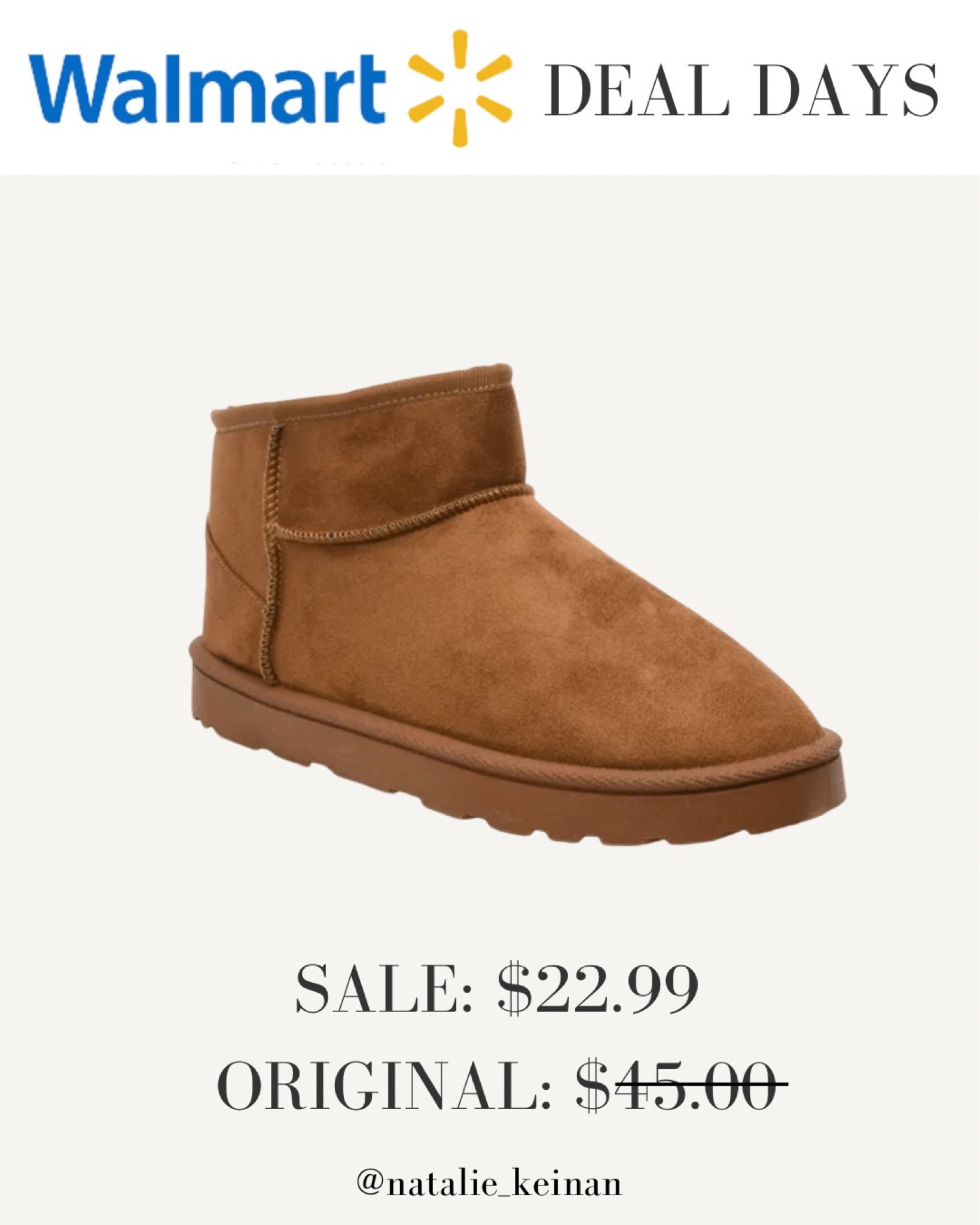 Ugg dupes! Only $22!! Walmart deal days. Ugg look for less! Everyday winter shoe!



#LTKunder50 #LTKsalealert #LTKshoecrush