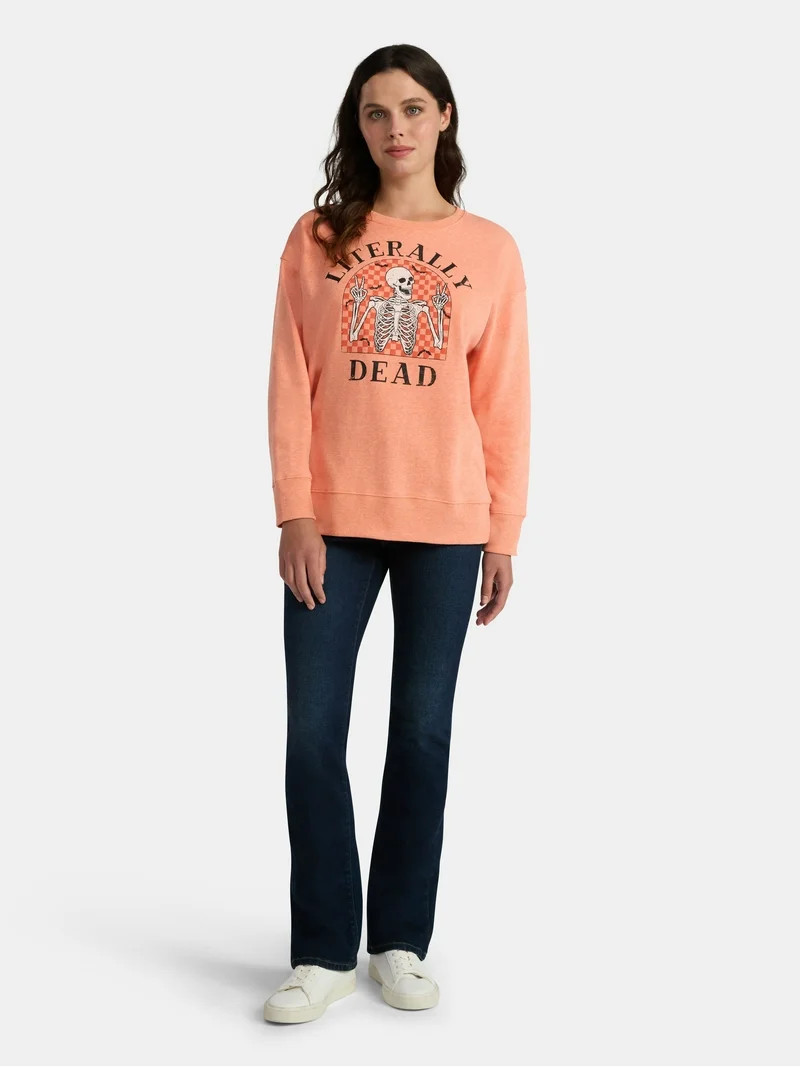 Women's Halloween Literally Dead Graphic Fleece Sweatshirt from Way to Celebrate, Sizes S-3XL | Walmart (US)