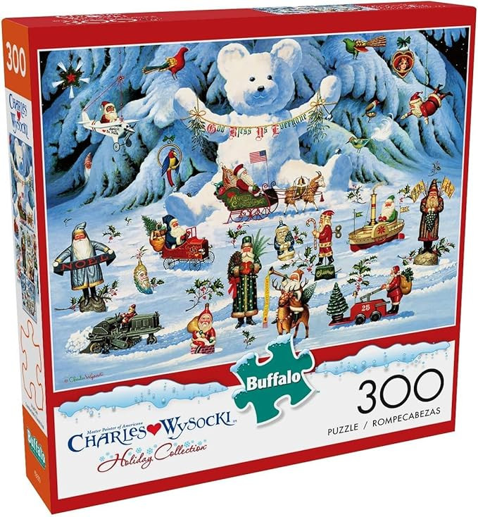 Buffalo - 300 Piece Jigsaw Puzzle - Charles Wysocki - Jingle Bell Teddy and Friends - Christmas -... | Amazon (US)