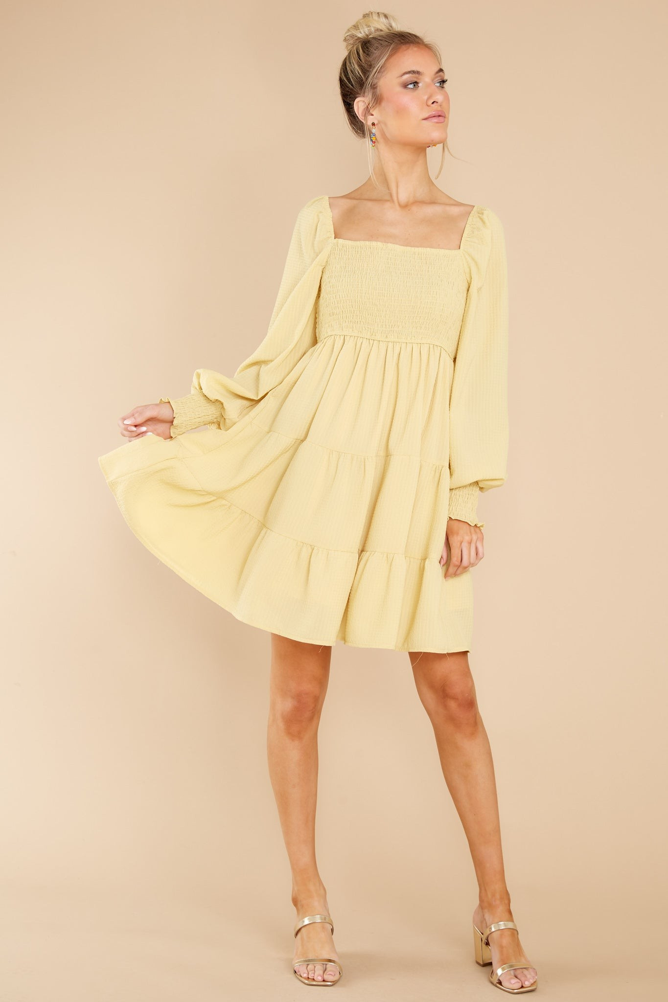 When The Sun Comes Out Pastel Yellow Dress | Red Dress 