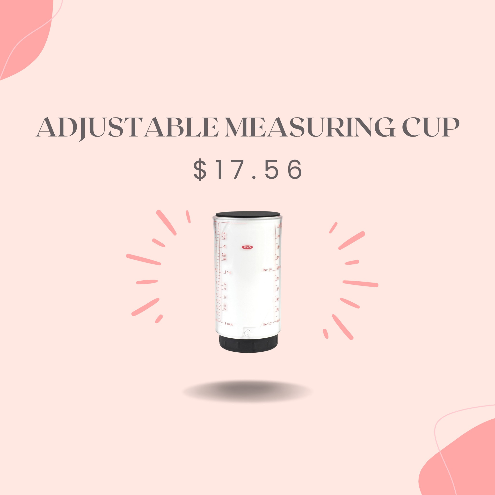 For everyone planning to do some Christmas baking this month, this measuring cup is about to rock your WORLD! 

This is an adjustable measuring cup that allows you to twist the base up and down to get the measurement. Thus, this is the perfect product to measure thick and sticky ingredients such as molasses, maple syrup, sour cream, or honey. Instead of having to dump your sticky ingredients out of a measuring cup/measuring spoon and scrape the excess out, this gadget allows you to twist the base, pushing the product out of the cup, all while scraping the sides on its own! Every ounce of the ingredient is removed from the measuring cup in a simple motion - nothing is left stuck to your cup! 

This little measuring cup is easy to store and easy to clean (it comes apart in two pieces and is top rack dishwasher safe), making it the perfect addition to your kitchen!

So what are you waiting for? Don’t miss out on this awesome kitchen gadget for under $20! 

#LTKhome #LTKfindsunder50 #LTKGiftGuide
