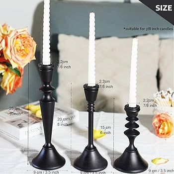 SDALI HOME Candlestick Holders Black Candle Holder Set in 3 Designs-Taper Candle Holders Set of 3... | Amazon (US)