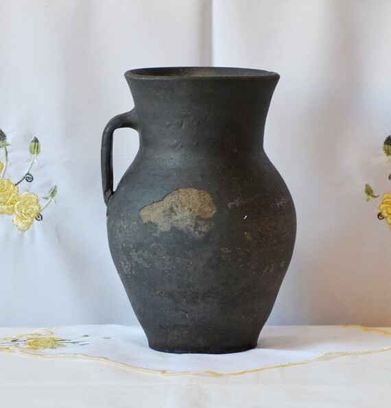 Wabi Sabi Pottery Black Clay Vessel. Black Ceramic Vase. Old - Etsy | Etsy (US)