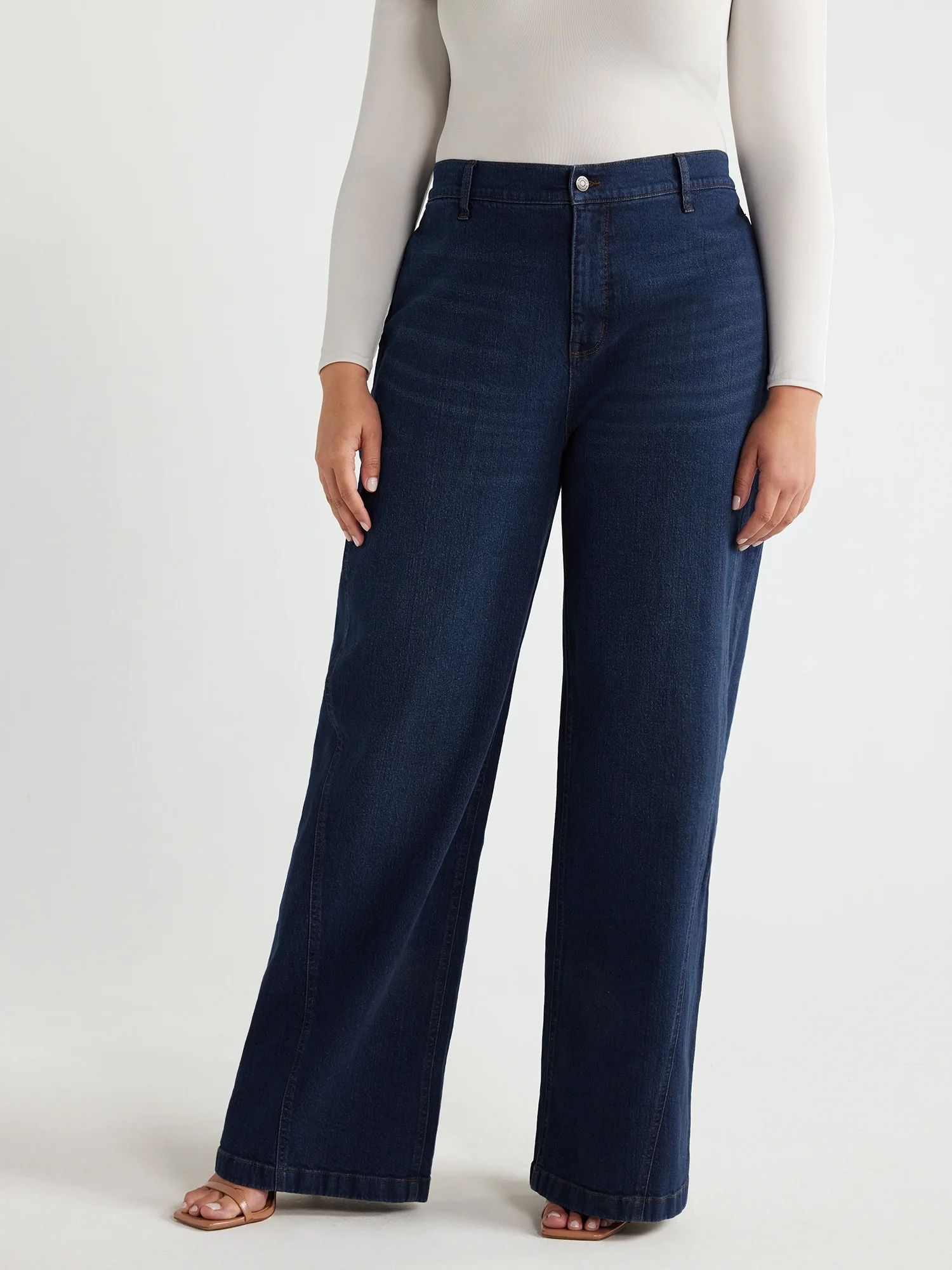 Sofia Jeans Women's Plus Size Diana Palazzo Super High Rise Seamed Jeans, 32.5" Inseam, Sizes 14W... | Walmart (US)