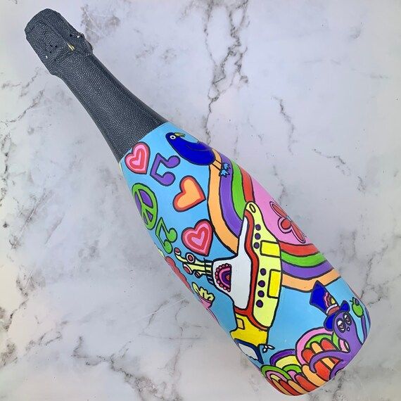 Custom Hand Painted Champagne Bottle - Your Design (Pick-Up/Delivery in Houston or Dallas) | Etsy (US)