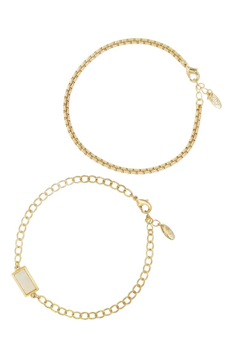 Set of 2 Mother-of-Pearl and Chain Anklets | Nordstrom