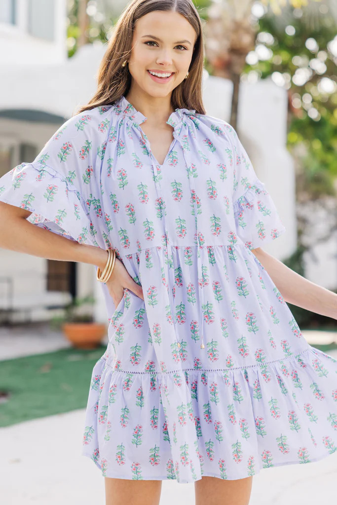Let It Shine Periwinkle Floral Babydoll Dress | The Mint Julep Boutique