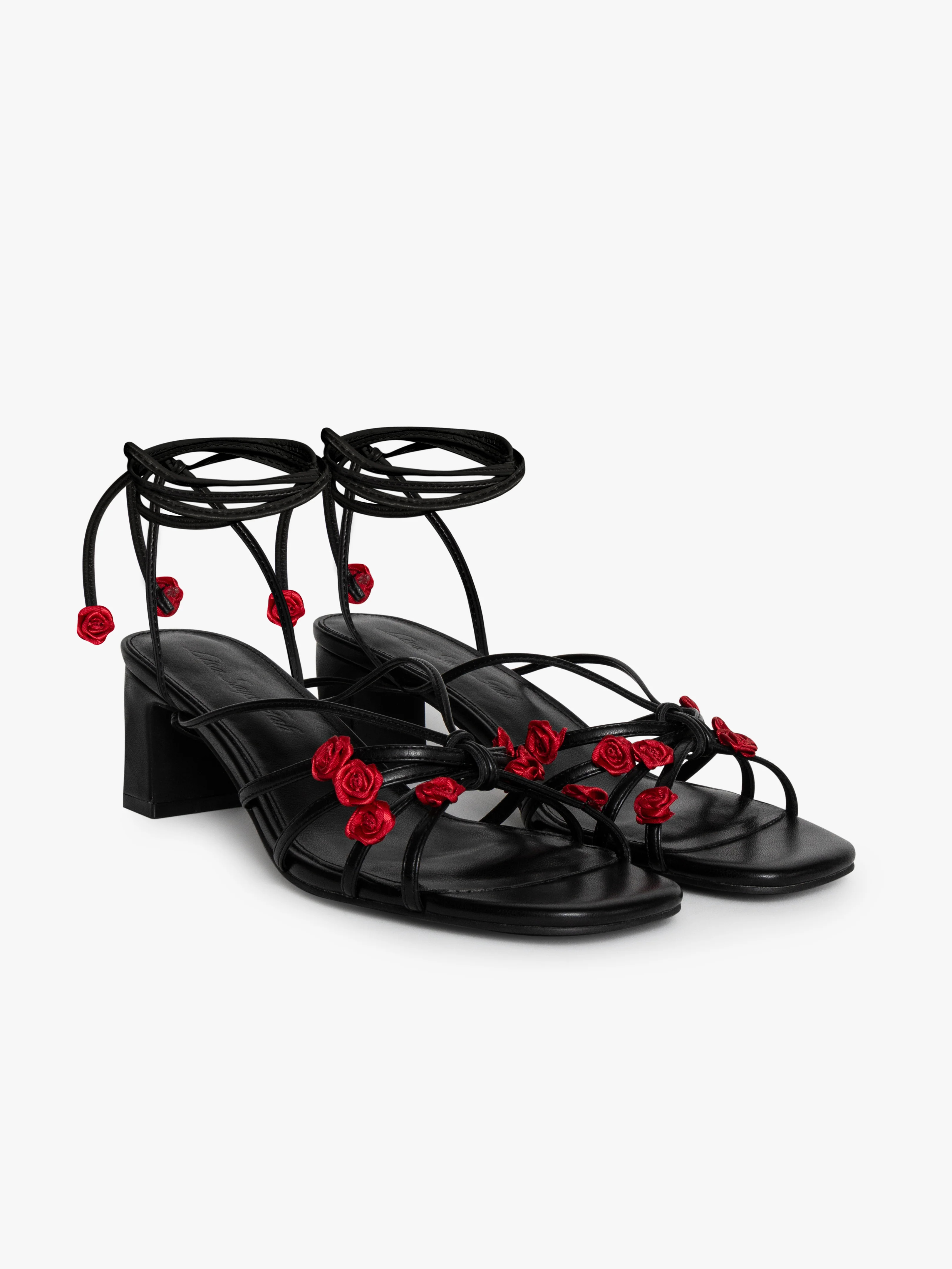 Margot Rosette Sandal - Black/Rose | Lisa Says Gah