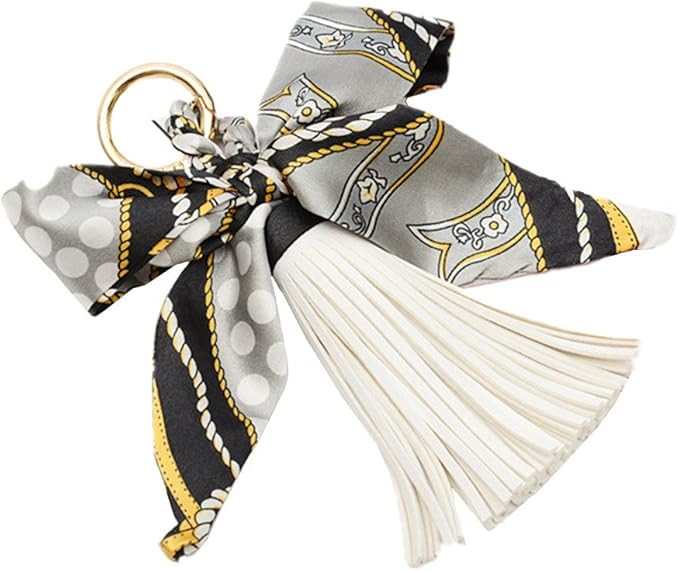 Silk Ribbon Bow Tassel Bag Pendant Charm Keyring Keychain for Women Purse Handbag Decor | Amazon (US)