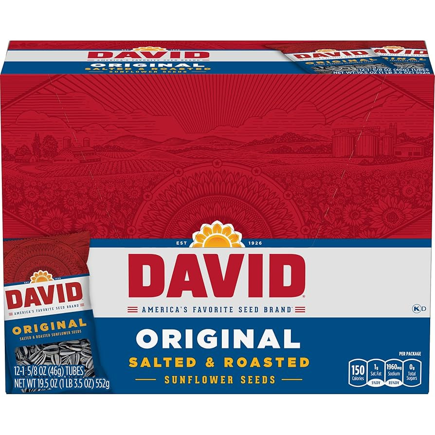 DAVID Roasted and Salted Sunflower Seeds, Original Flavor, 1.625oz. (Pack of 12) | Amazon (US)