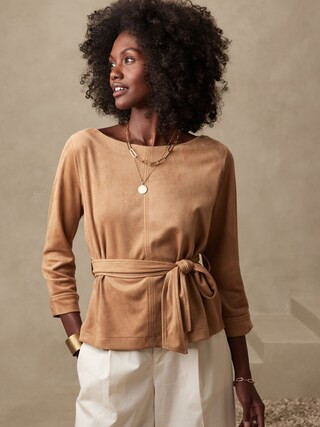 Vegan Suede Belted Top | Banana Republic Factory