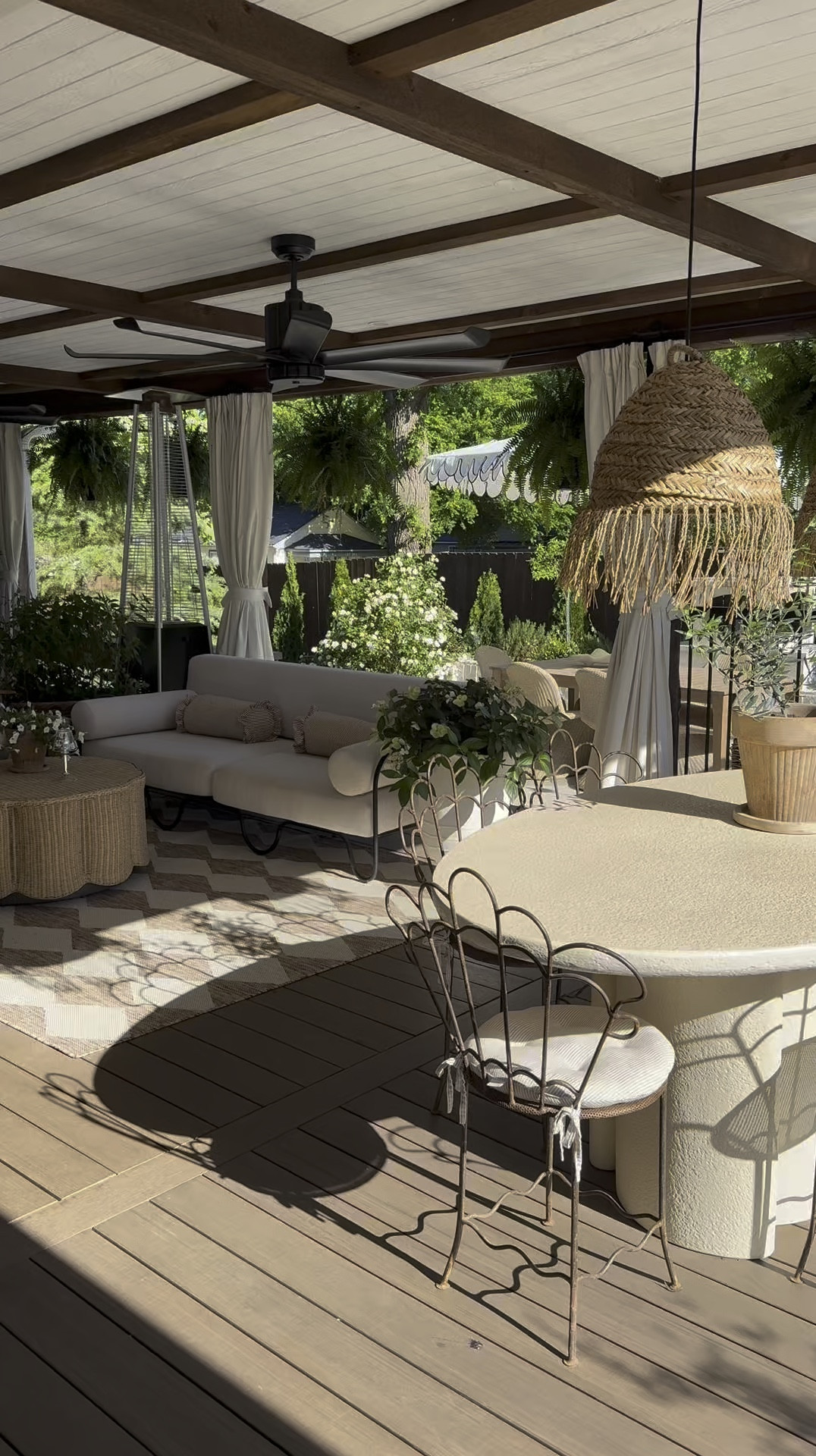 Backyard of my dreams!!! It’s sunny today so I had to share all this beauty with the sun out! If there’s something you could update your patio with — I’d say this affordable rug or the scalloped planter under $50!! Shop all my outdoor finds here. Covered deck. Above ground pool. Outdoor kitchen. Patio makeover  

#LTKSeasonal #LTKHome