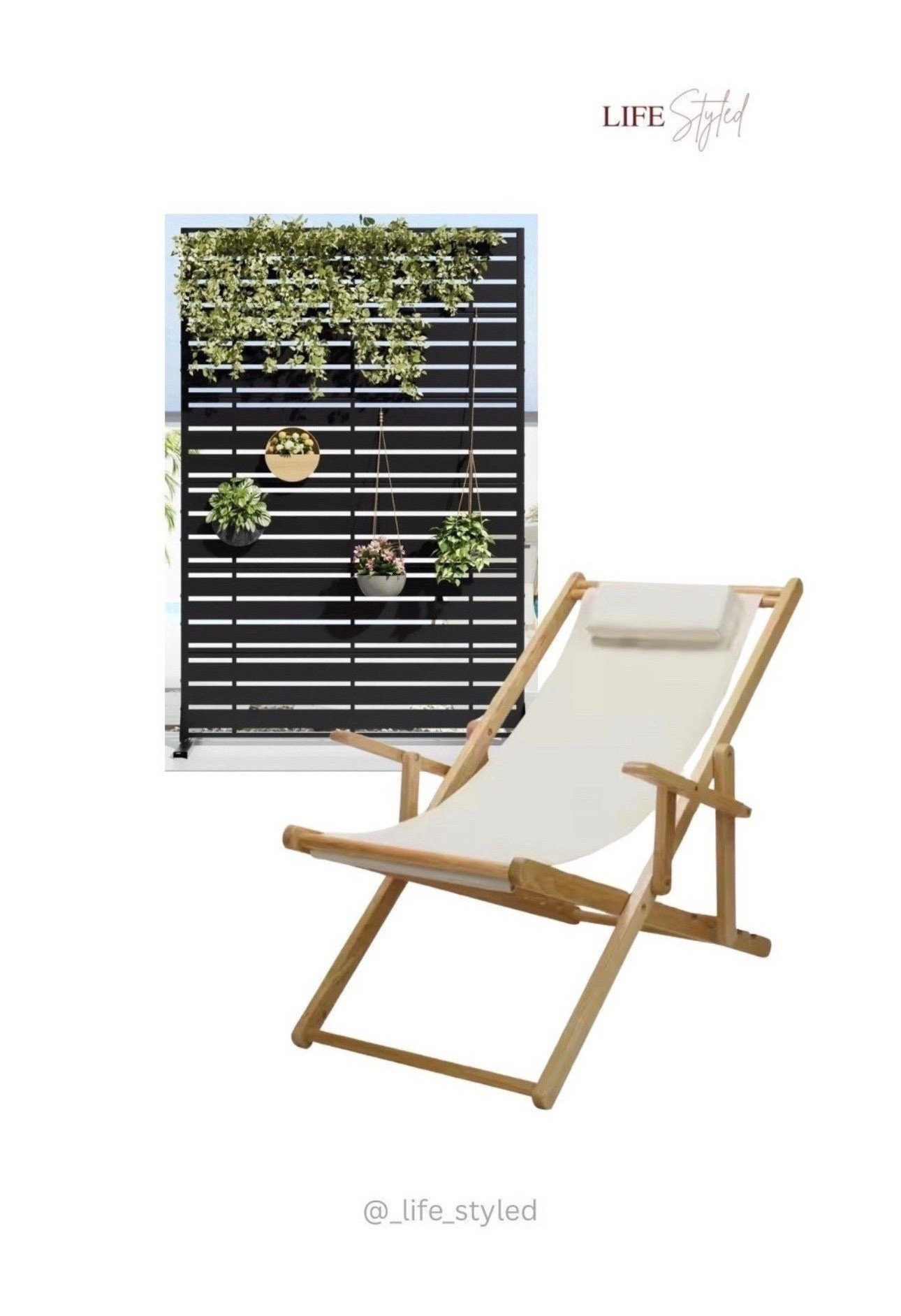 A solid wood sling chair paired with an outdoor privacy screen… perfect for slowing down outside 🌿🤍

#LTKSeasonal #LTKHome #LTKselfcare