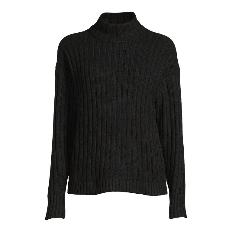 Time and Tru Women's Mock Neck Rib Knit Sweater, Midweight, Sizes XS-XXXL | Walmart (US)