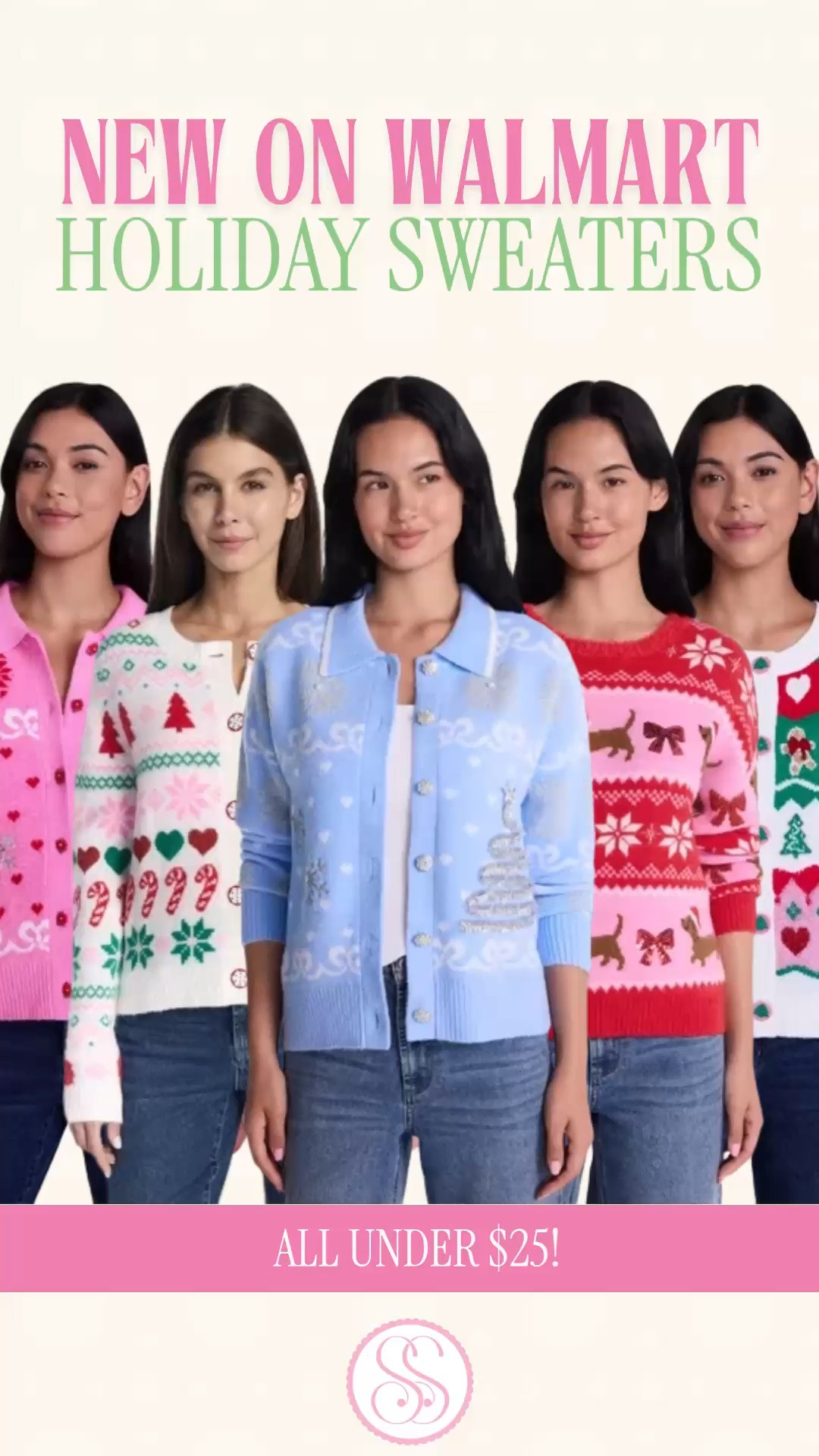 Walmart Christmas sweaters | holiday cardigans under $25 | preppy holiday outfits | Holiday Time

MORE holiday sweaters just landed on Walmart, and every one of these is under $25. Bows, sparkle, candy canes and the prettiest colors. Christmas sweater shopping is getting dangerous. 🎀

The blue collared cardigan has glittery snowflakes, tinsel Christmas trees and ornamental buttons. There’s a pink version, too. Then come the festive Fair Isle-inspired cardigans with bow accents and Christmas tree buttons, plus embellished pullovers with sequins and playful holiday motifs.

And that pink-and-red sweater with dachshunds and bows? For the dog moms who also happen to love a colorful Christmas outfit.

These Holiday Time sweaters have relaxed fits and soft knits, with plenty of personality for teacher Christmas outfits, cookie exchanges, holiday lunches and casual Christmas parties. Wear a cardigan buttoned up with jeans or layer it over a turtleneck. Pair a festive pullover with a skirt for Christmas dinner or holiday photos.

If your holiday wardrobe wish list includes pink, bows and a little sparkle, take a look before choosing just one. Shop the new Christmas sweaters and cardigans below.

Walmart Christmas sweaters women, holiday sweaters under $25, Christmas cardigan women, embellished holiday cardigan, pink Christmas sweater, blue Christmas cardigan, Fair Isle Christmas sweater, bow Christmas sweater, dachshund Christmas sweater, sparkly holiday sweater, cute Christmas sweaters women, preppy holiday outfits, teacher Christmas outfits, Christmas party outfit women, festive knitwear, Walmart holiday finds, Walmart style

#LTKHoliday #LTKFindsUnder50 #WalmartFinds #WalmartStyle #ChristmasSweaters  #HolidaySweaters #HolidayOutfits #PreppyStyle

#LTKSeasonal #LTKootd