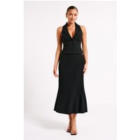 Twyla Pleated Suiting Maxi Skirt - Black | MESHKI US