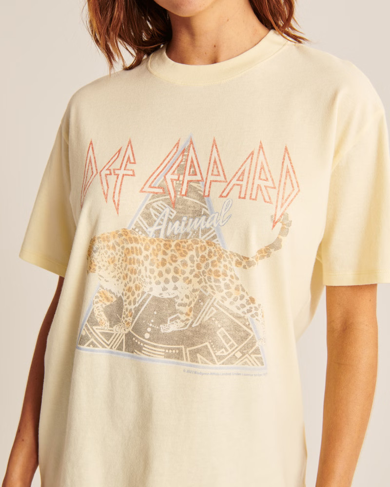 Women's Oversized Boyfriend Def Leppard Graphic Tee | Women's Tops | Abercrombie.com | Abercrombie & Fitch (US)
