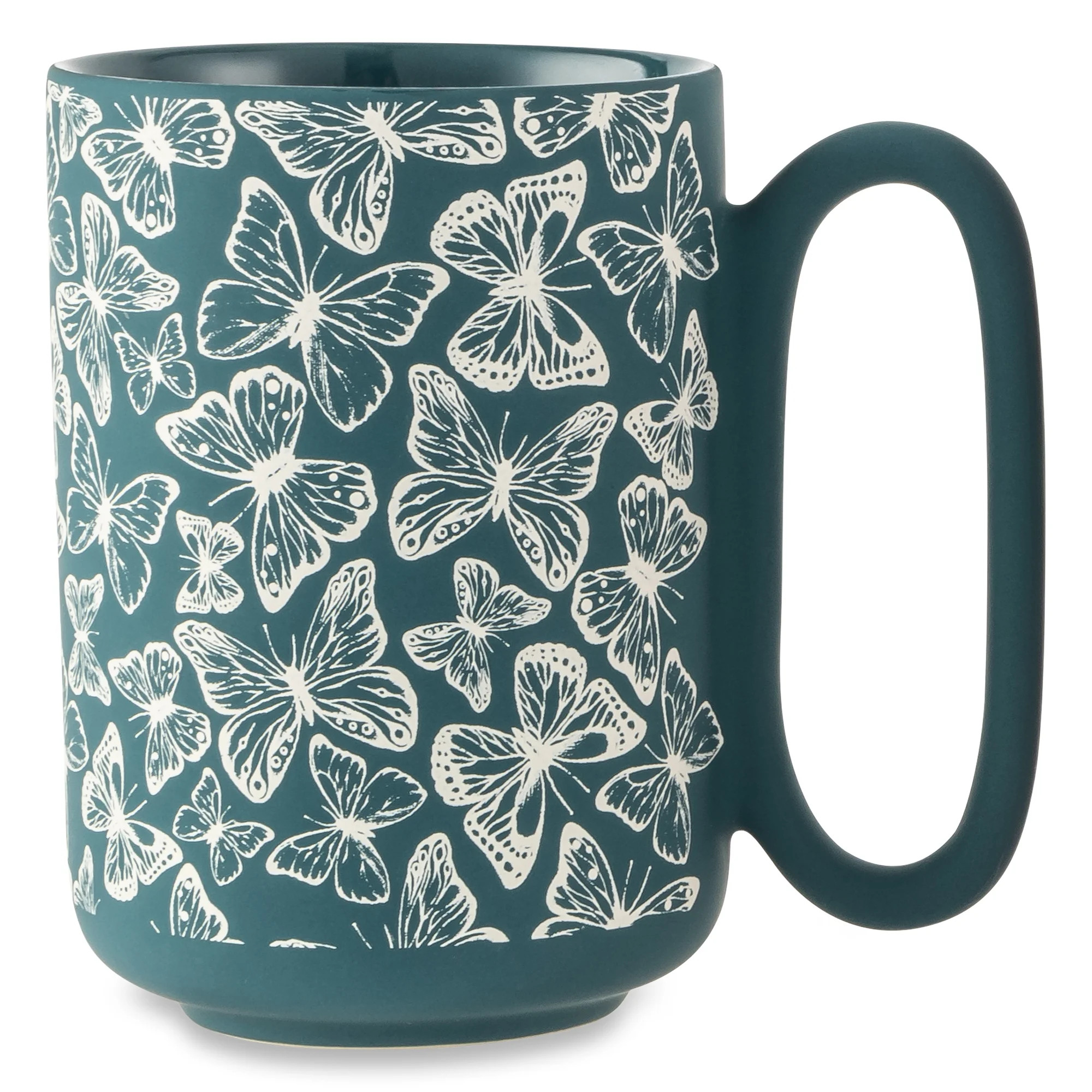 Thyme & Table 19.6 fl oz Green Butterflies Soft Touch Stoneware Mug | Walmart (US)