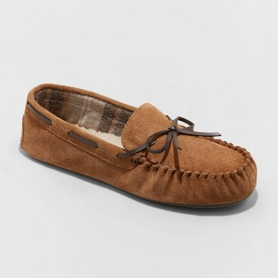 Men's Topher Moccasin Slippers - Goodfellow & Co™ Chestnut 9: Suede Upper, Indoor/Outdoor TPR Outsole, Slip-On Design | Target