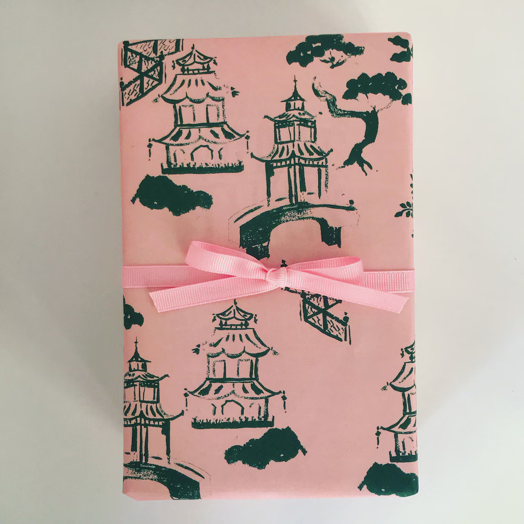 Wrapping Paper MADE TO ORDER Blush and Forest Pagoda gift Wrap, Birthday, Holiday, Christmas - Et... | Etsy (US)