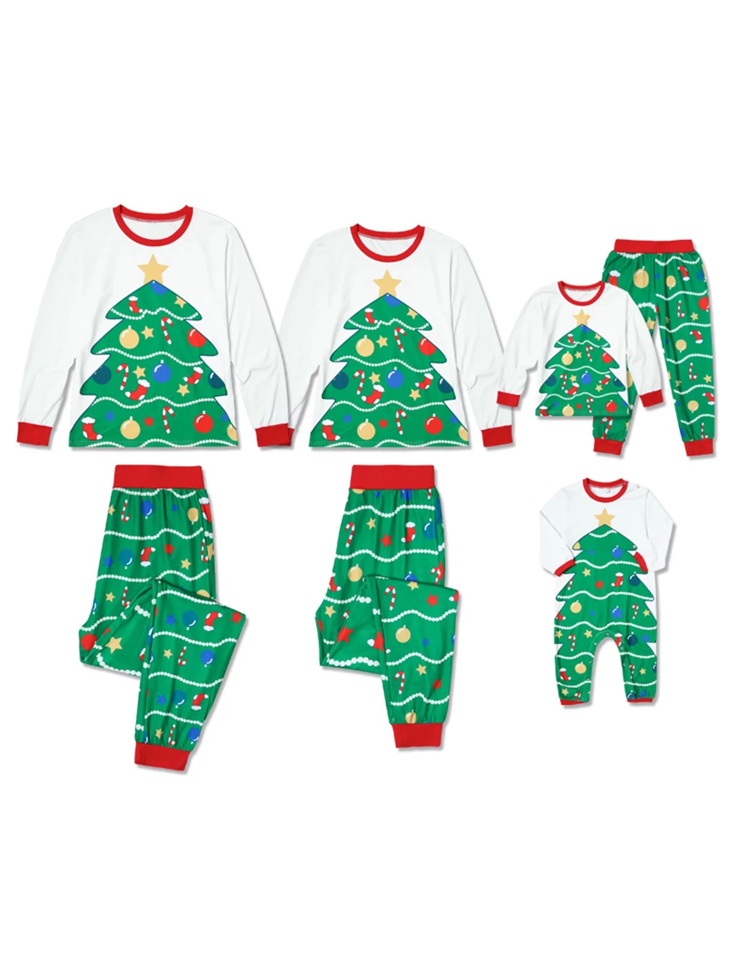 PatPat Christmas Trees Family Matching Pajamas for Family,Sizes Baby-Adult,2-piece,Green/White,Un... | Walmart (US)