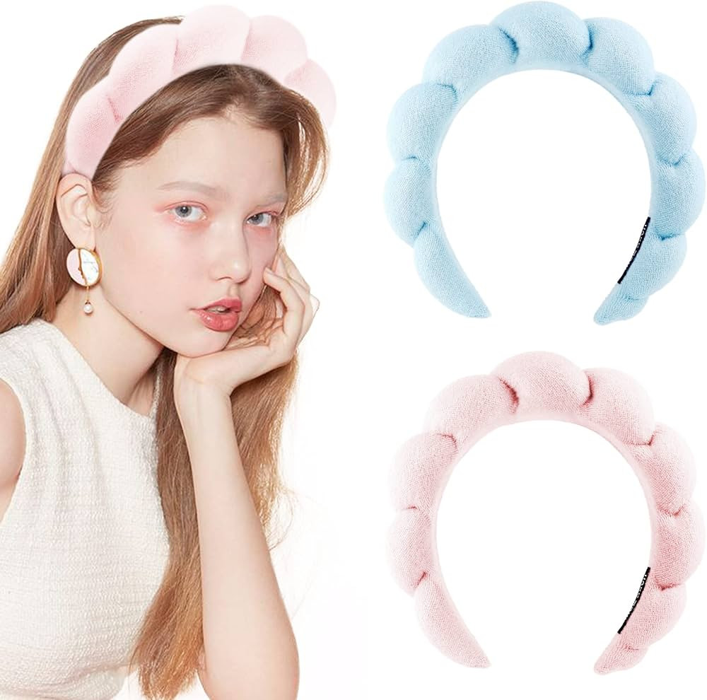 NorthEarth Spa Headband for Women 2 Pack - Sponge & Terry Towel Cloth Fabric Head Band for Skinca... | Amazon (US)