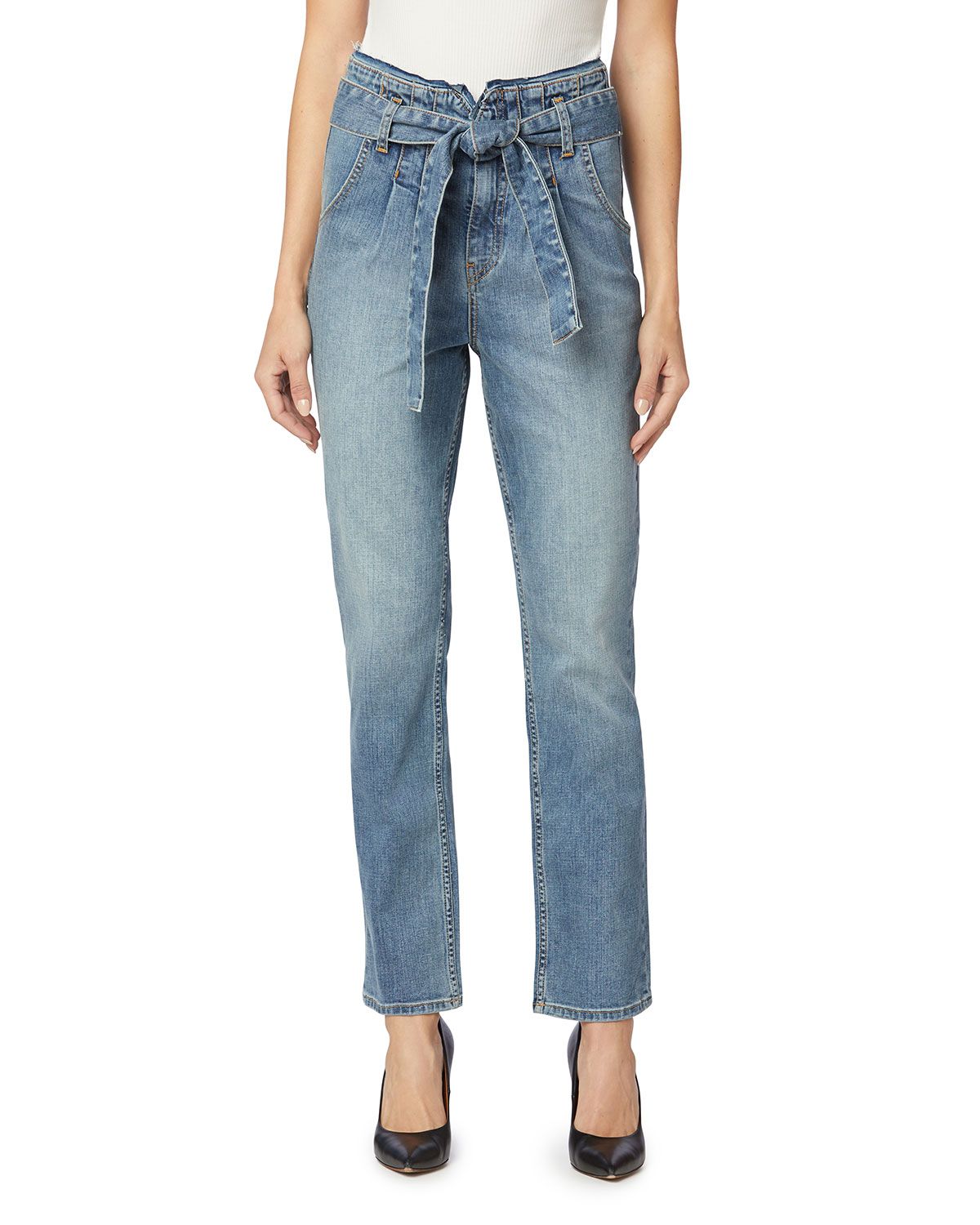 Remi High-Rise Paperbag Jeans | Neiman Marcus