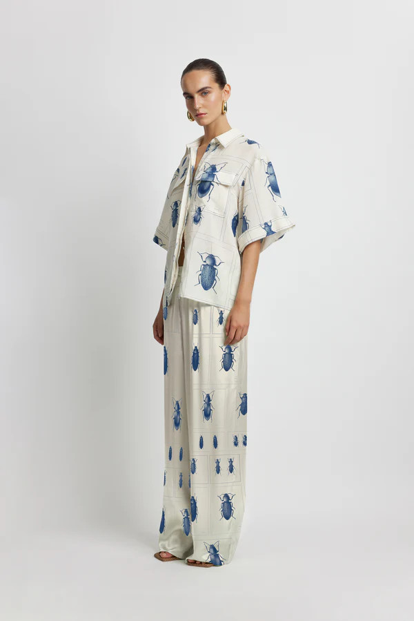 Beetle High Waist Silk Pant - Beetle Print | Sunset Lover