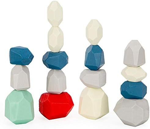 16Pcs Natural Wooden Stacking Toys Stones Montessori for Toddlers Educational Preschool Learning Sen | Amazon (UK)