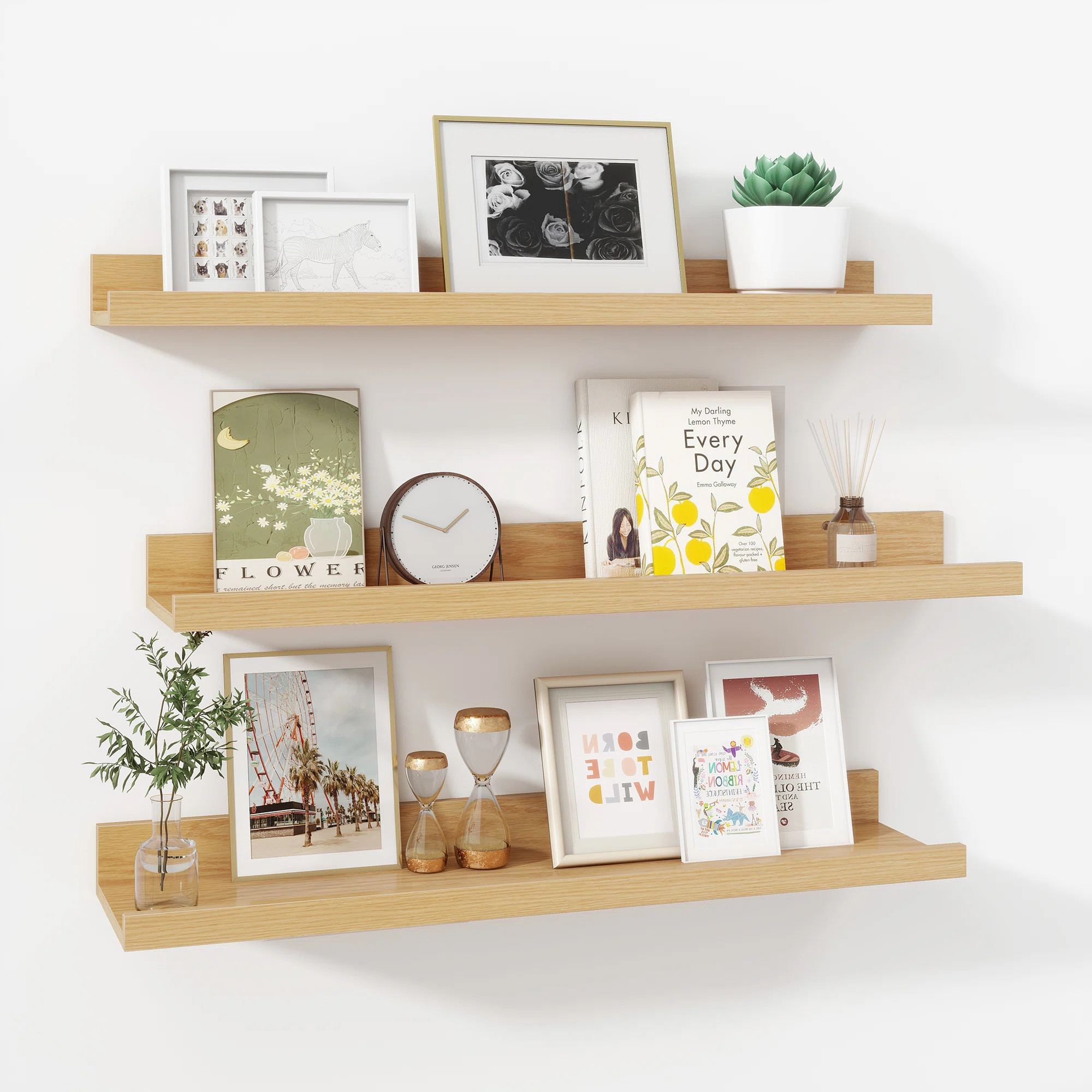 Wall-Mounted Floating Shelves for Bedroom, Living Room (Set of 3) | Wayfair North America