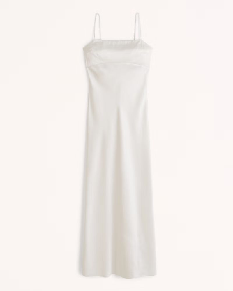 Satin Cowl Back Slip Midi Dress | Abercrombie & Fitch (US)