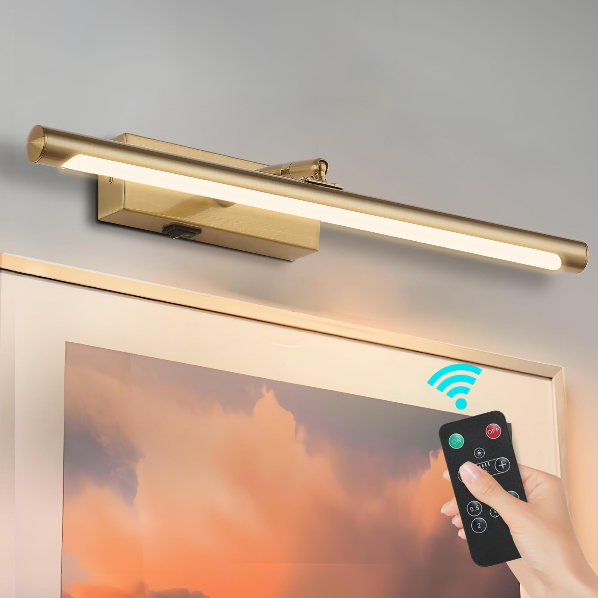 Picture Lights Battery Operated with Remote, Rechargeable Picture Lights for Wall Brightness Dimm... | Amazon (US)