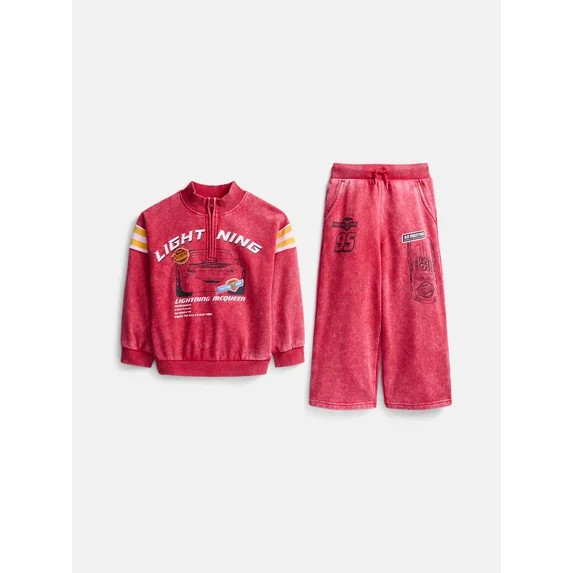 Pixar Cars Toddler Boys Quarter Zip Pullover and Pants Set, 2-Piece, Sizes 12M-5T | Walmart (US)
