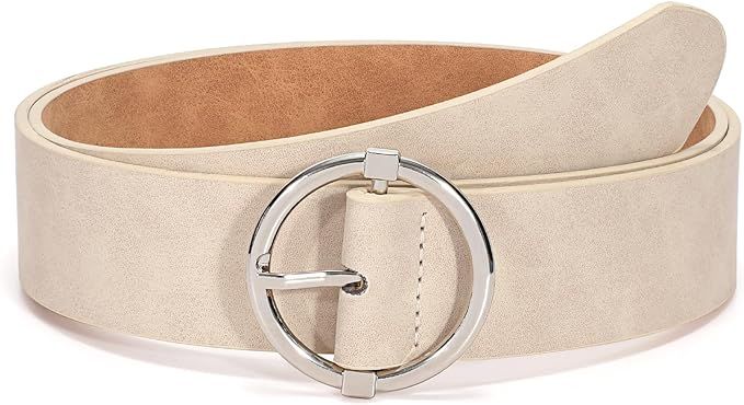 XZQTIVE Women Belts for Jeans Dress Casual Women Leather Belts with O-Ring Buckle 1.42" Width Plu... | Amazon (US)