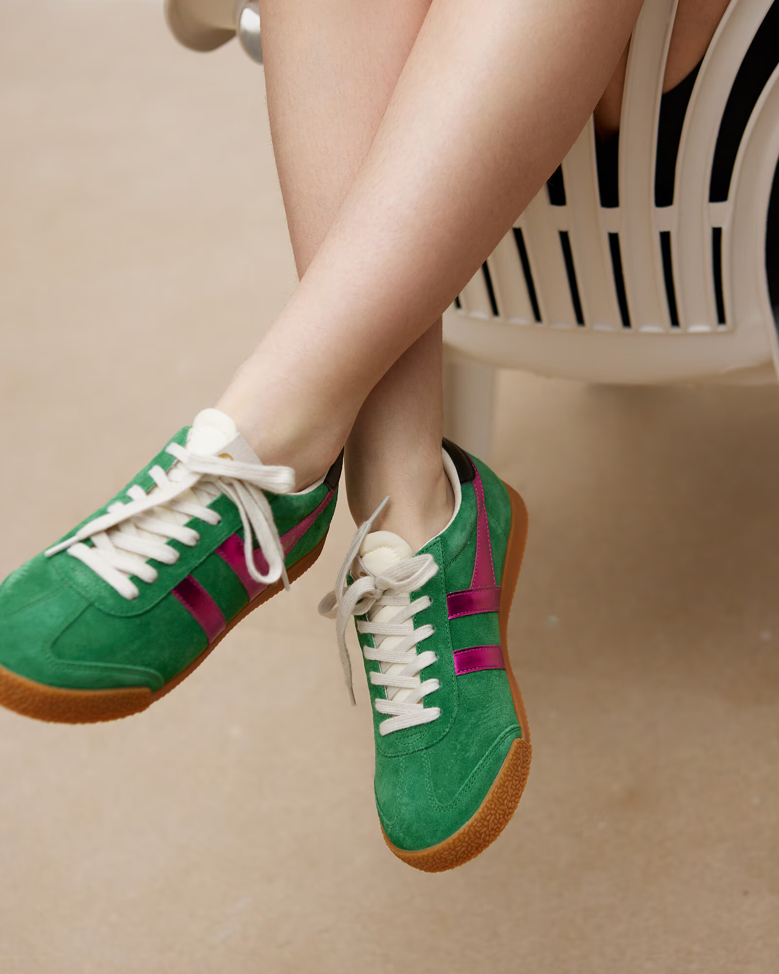 Gola x OB Exclusive Green Suede & Pink Metallic Trainers | Oliver Bonas | Oliver Bonas (Global)