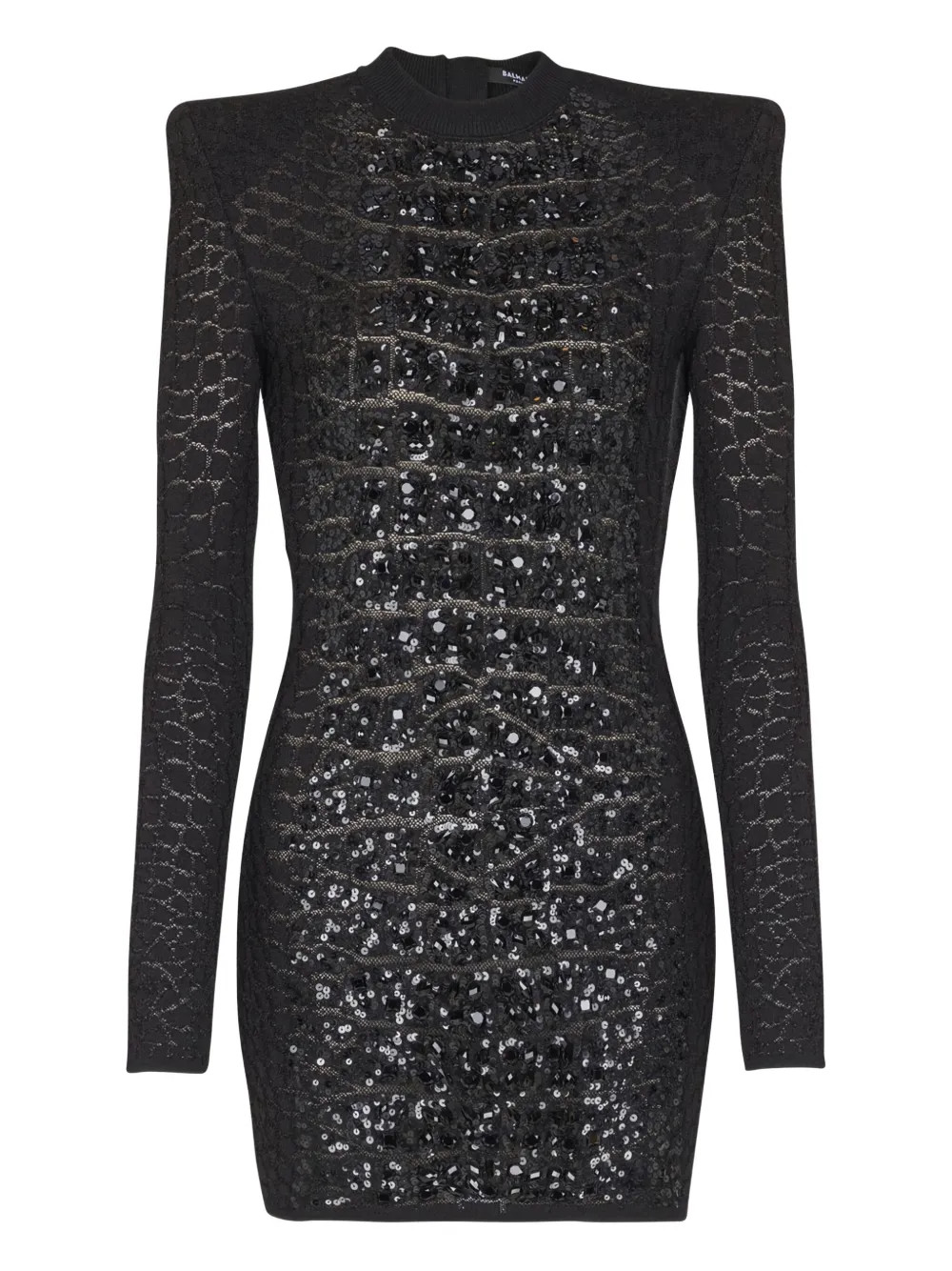 Balmain sequin-embellished Knit Mini Dress | Black | FARFETCH | Farfetch Global