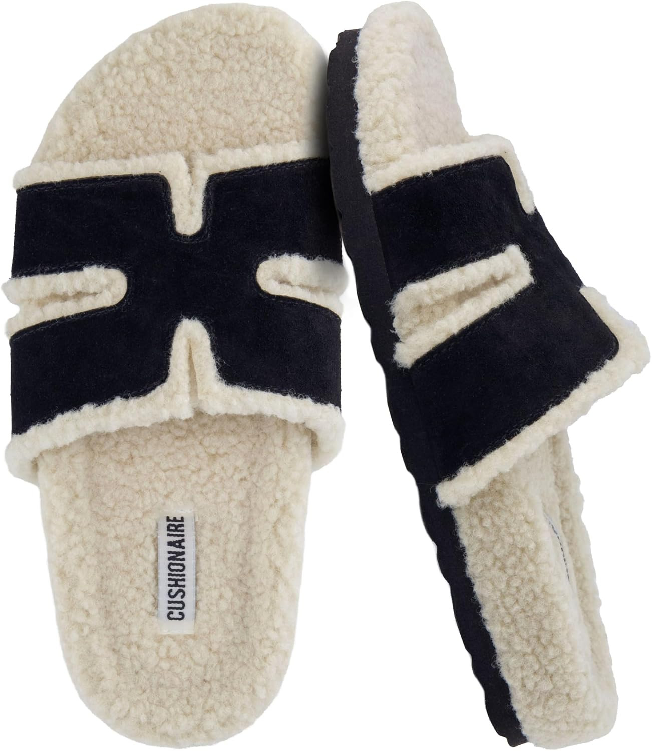CUSHIONAIRE Cuddle Fur Slippers for Women Faux Shearling Slide Sandal +Memory Foam, Wide Widths Available | Amazon (US)