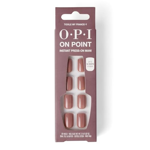 OPI On Point Tickle My France-y | Short Squoval Soft Neutral Beige Press On Nails | 30 Count with Nail Glue | Long Lasting, Reusable, Non-damaging | Amazon (US)