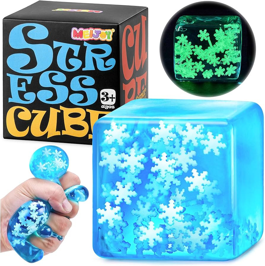 Squishy Fidget Toys Adults Stress Cube - Glow in The Dark Snowflakes Sensory Toys for Kids with A... | Amazon (US)