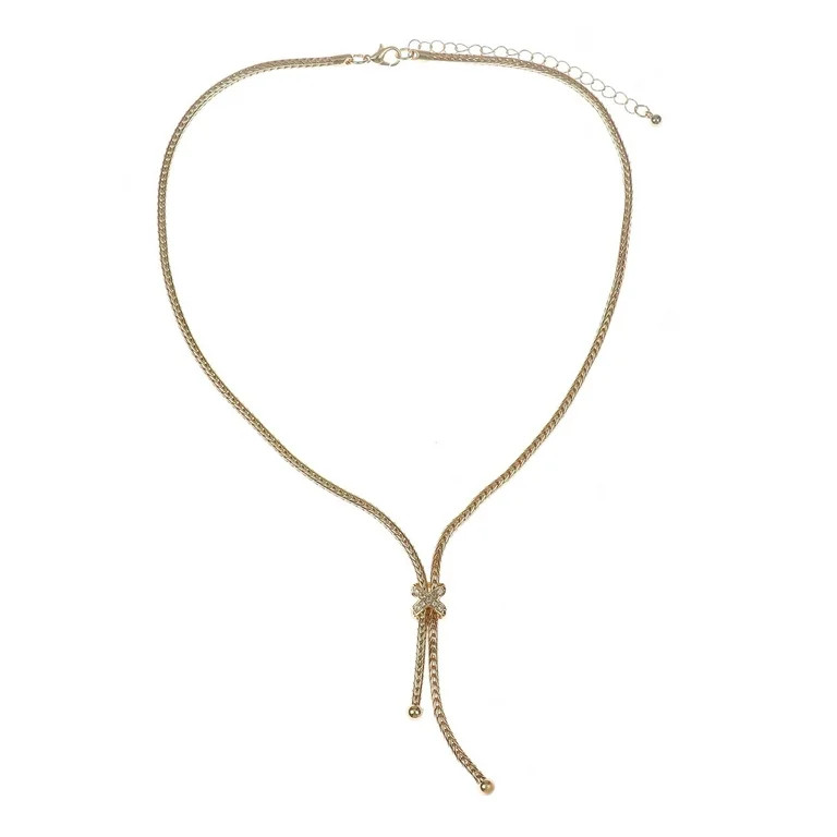 Time and Tru Gold Y Lariat Necklace with Stone (Women's) | Walmart (US)