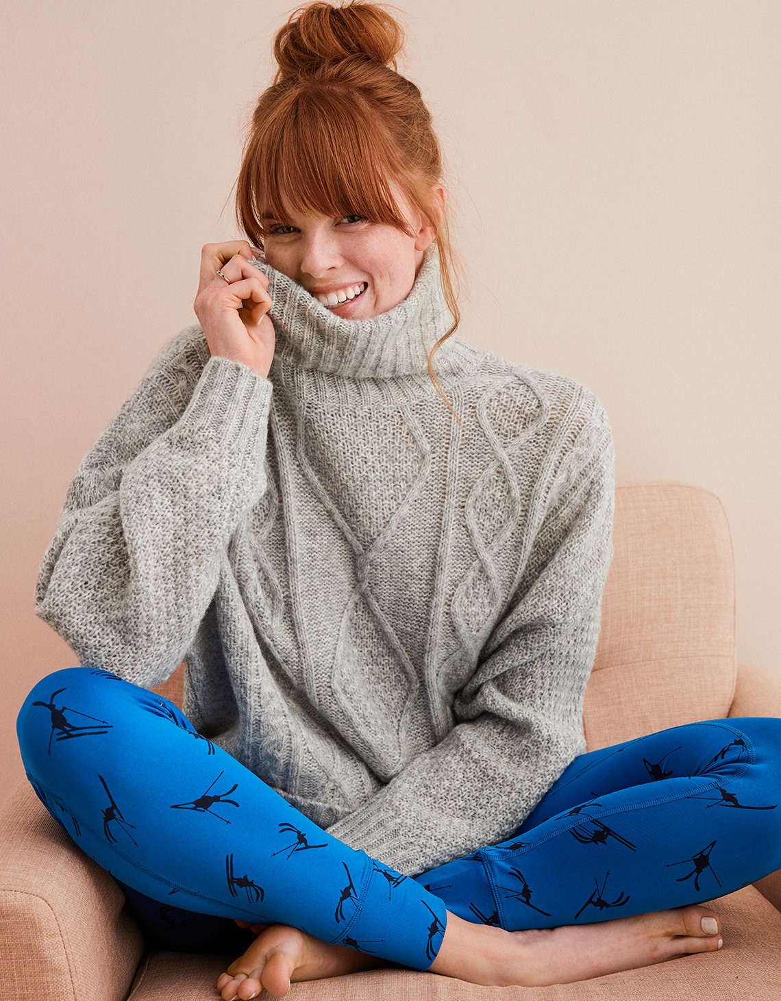 Aerie Oversized Cable Turtleneck, Medium Heather | American Eagle Outfitters (US & CA)