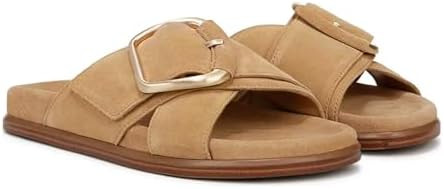 Flat Sandals for Women Comfortable Slide Sandals Summer Suede Leather Slides Vacation Beach Shoes | Amazon (US)