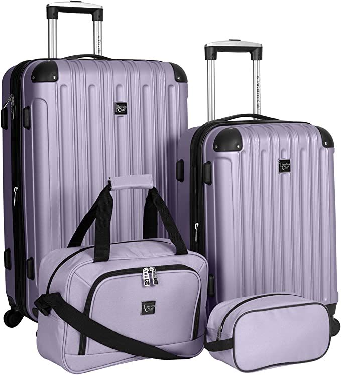 Travelers Club Midtown Hardside Luggage Travel Set, Lilac, 4-Piece Set | Amazon (US)