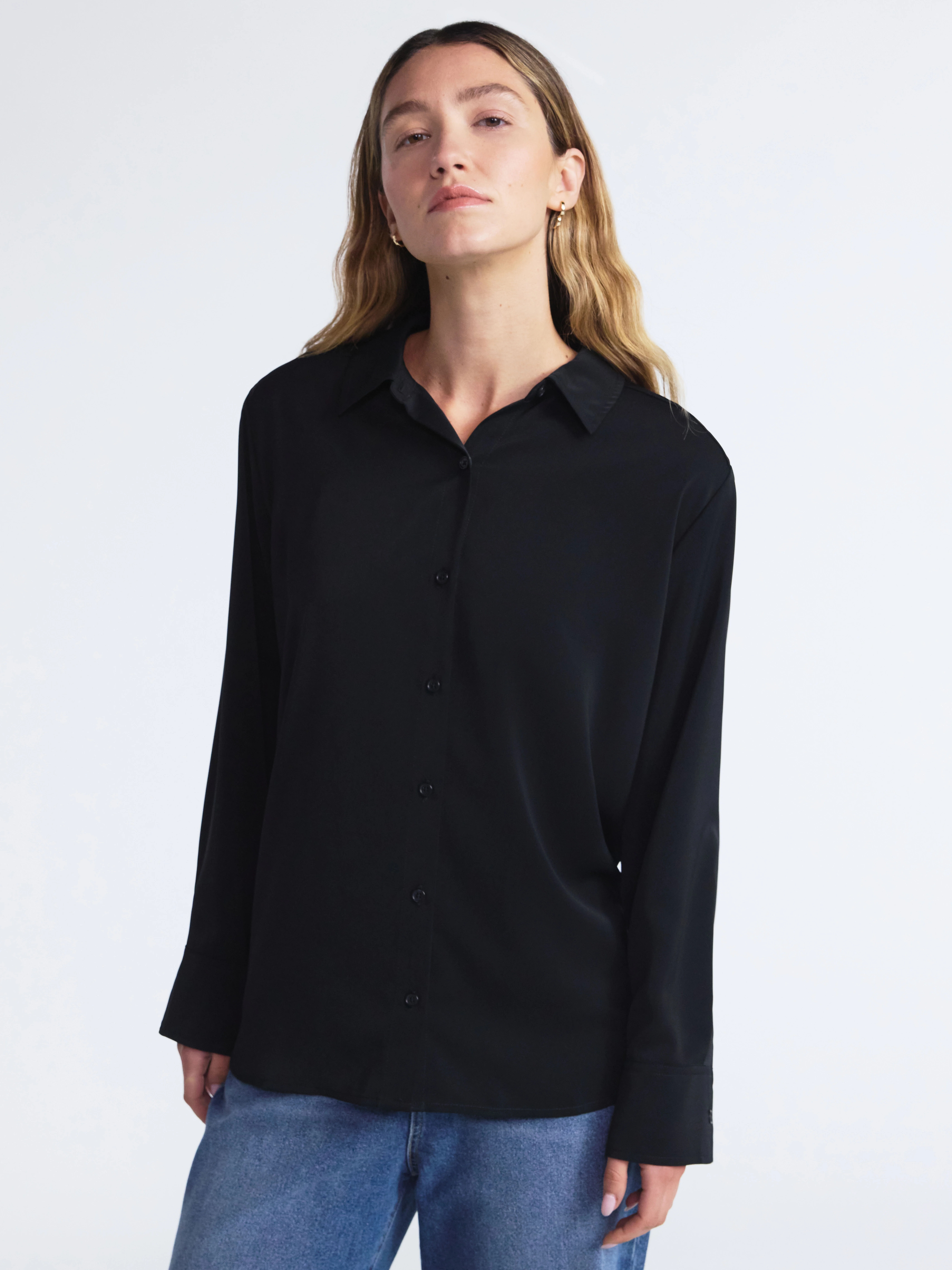 Scoop Women’s and Women’s Plus Relaxed Fit Button Front Shirt, Sizes XS-4X | Walmart (US)