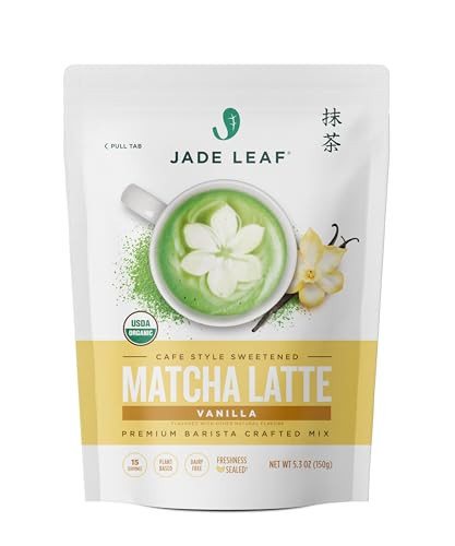 Jade Leaf Matcha Organic Vanilla Matcha Latte Mix - Lightly Sweet Japanese Matcha Green Tea Powder with Organic Cane Sugar for Café Style Blend, 5.3 Ounce / 150g (Pack of 1) | Amazon (US)
