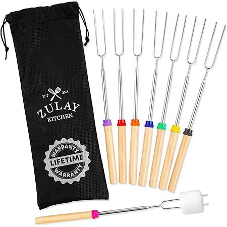 Jtshy Marshmallow Roasting Sticks,Marshmallow Sticks Kit Extending Roaster 32 Inch Set of 8 Teles... | Amazon (US)
