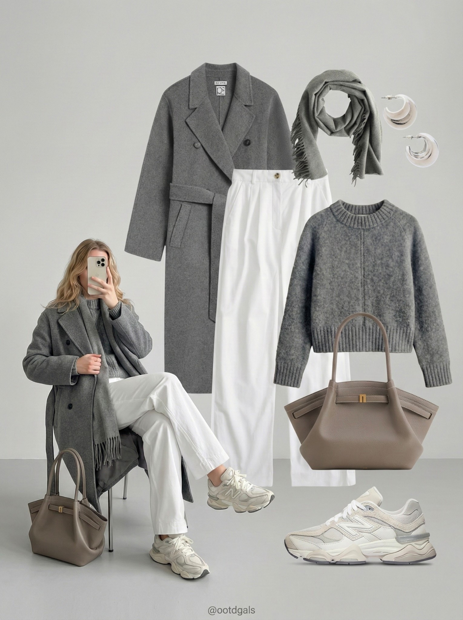 🤍 Grey & White Everyday Layers 🤍

Soft grey tones meet crisp white essentials for an effortlessly polished look. The tailored grey coat adds structure, layered over a cozy knit for warmth and texture. White trousers keep everything fresh and clean, while neutral sneakers balance comfort with style. Finished with a taupe structured bag, silver hoops, and a matching scarf for an elevated everyday outfit that works anywhere.

Everything is linked and ready to shop ✨

#LTKgrwm #LTKootd #LTKSeasonal