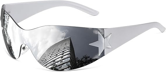 Eiuizah Y2k Sunglasses for Women Men Shield Wrap Around Fashion Sunglasses Trendy Oversized Frame... | Amazon (US)