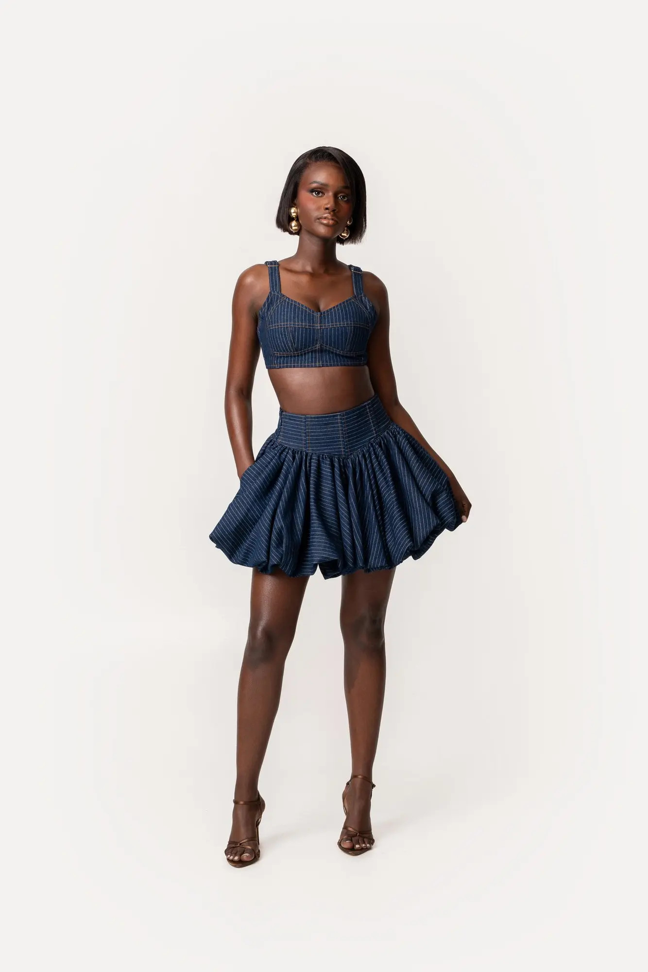 OFUURE Serena Crop Top in Denim at Nordstrom, Size 3X-Large | Nordstrom